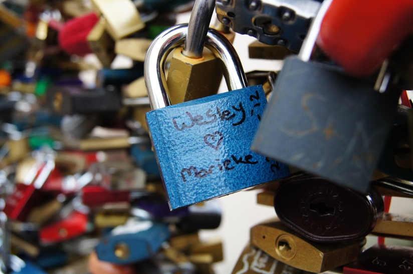 Lovelocks - the bridges all over Europe are often covered in padlocks which couples write their name on.